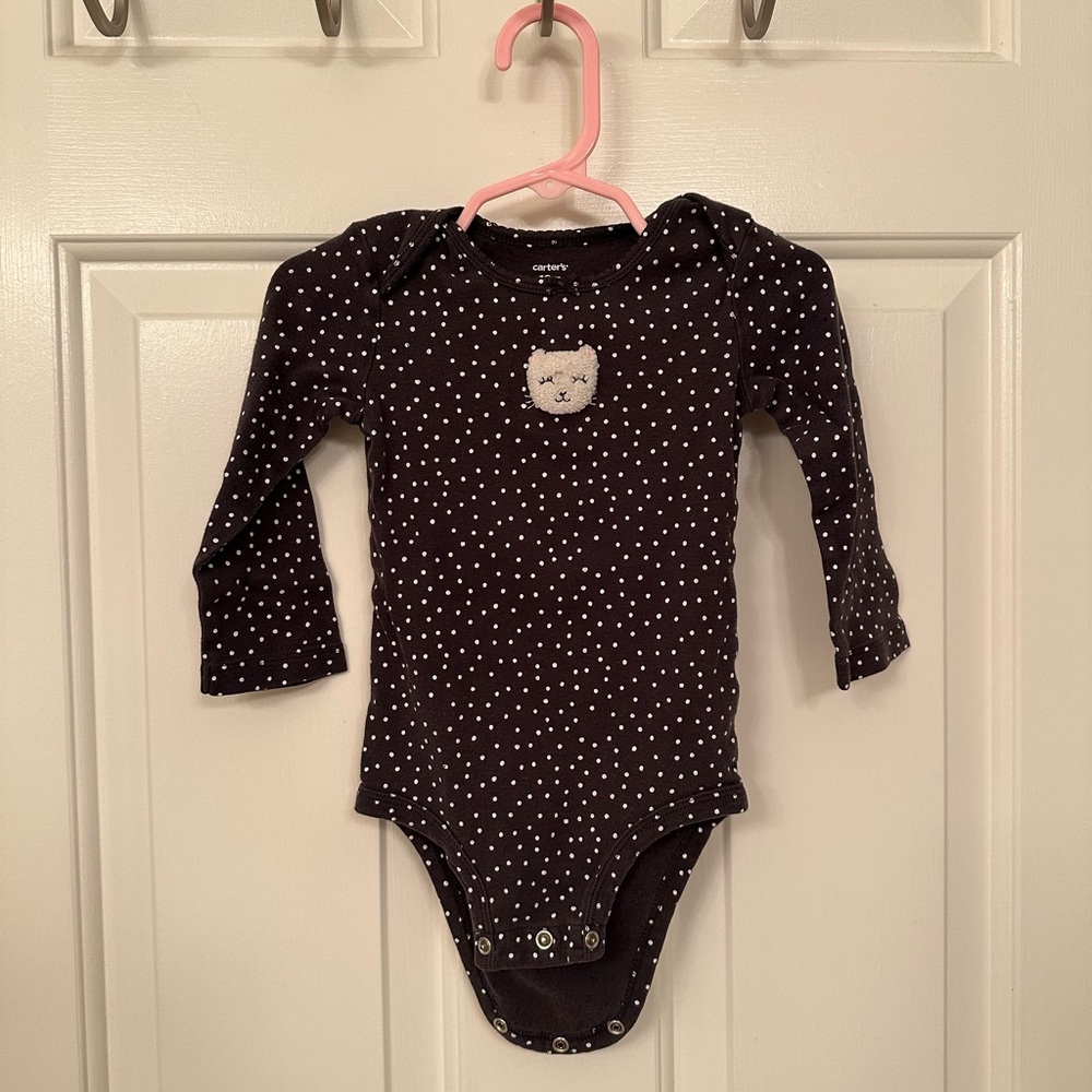 Carter's Black and White Bodysuit with Polka Dots